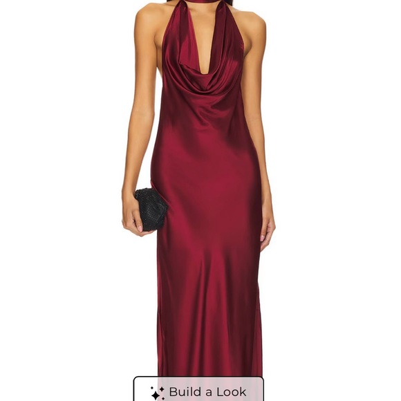 REVOLVE Dresses & Skirts - REVOLVE Satin Cowl Halter Gown - Burgundy